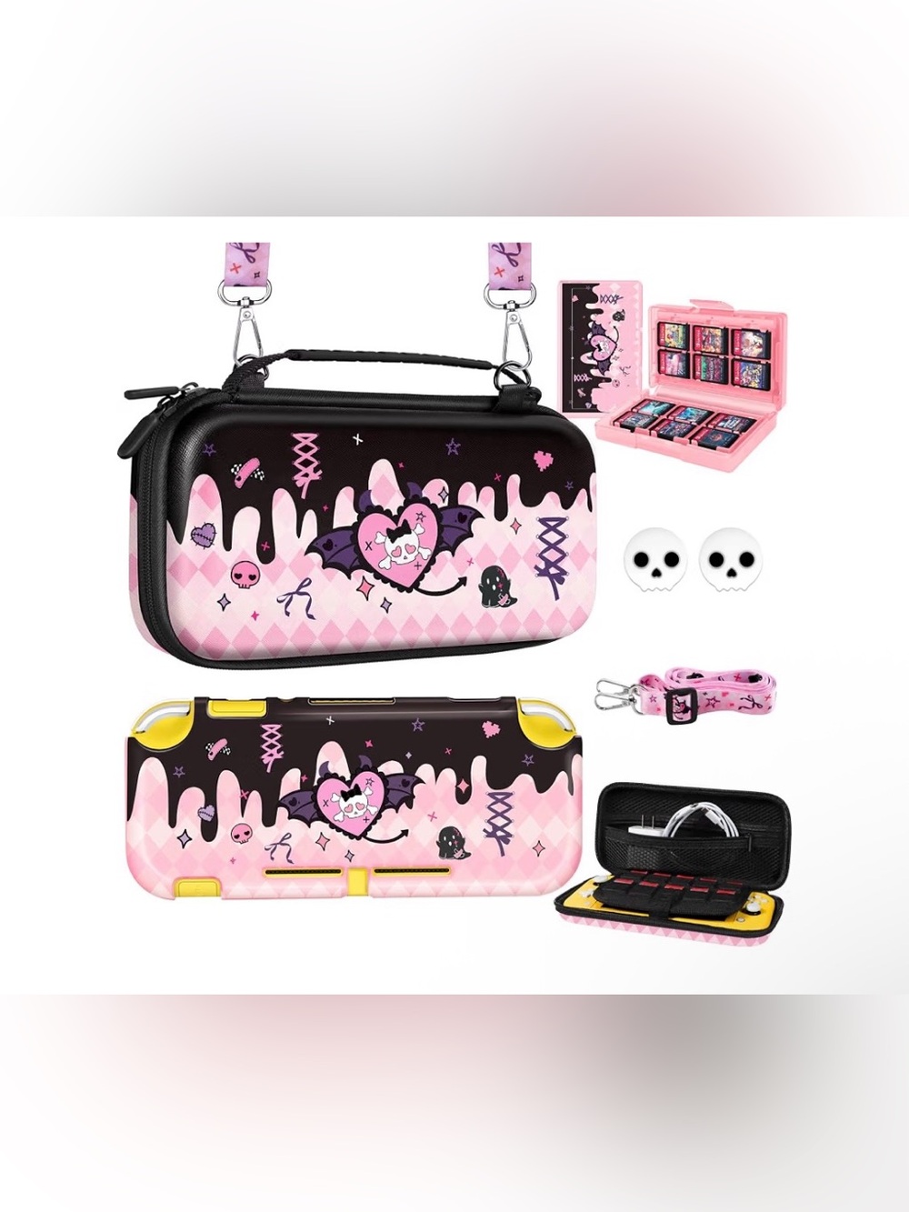 GeekShare Pink Skull Series Nintendo Switch Lite Accessories Kit NEW